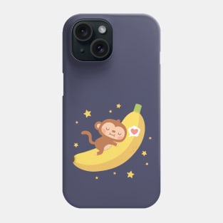 Cute Monkey Hugging Banana Moon Funny Phone Case