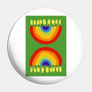 Rainbow Chanukiah Green Print Pin