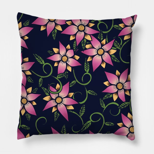 Pink Floral Pillow by bubbsnugg