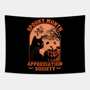 Spooky Month Appreciation Society – Halloween Black Cat Tapestry