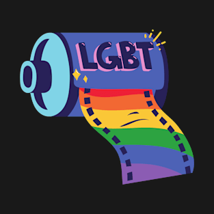 Lights Camera Roll LGBT Film Rainbow T-Shirt