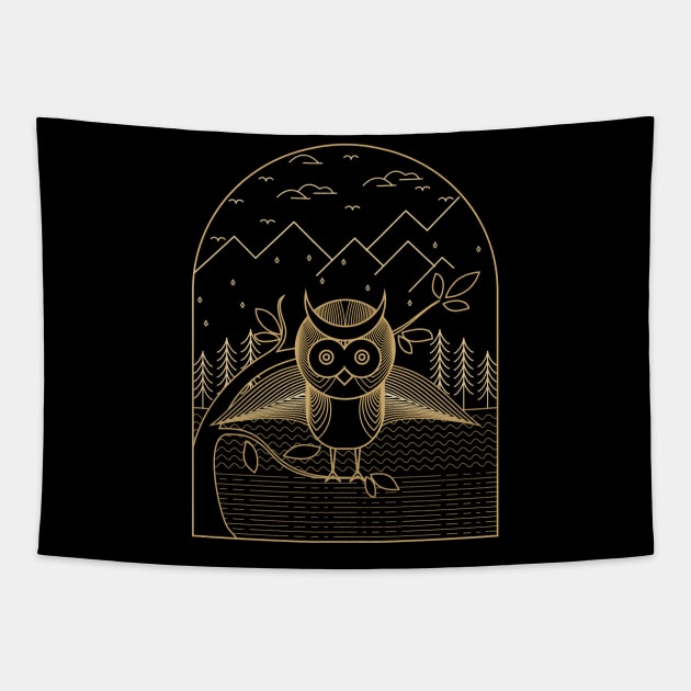 Cute Owl On The Tree Tonight Tapestry by noranajas