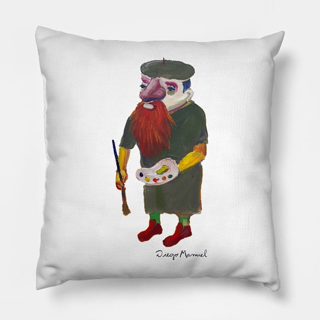 The painter, people from the neighborhood Pillow by diegomanuel