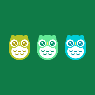 Green Aqua Blue Baby Owls T-Shirt