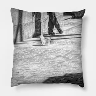 Busker in Black and White. Pillow