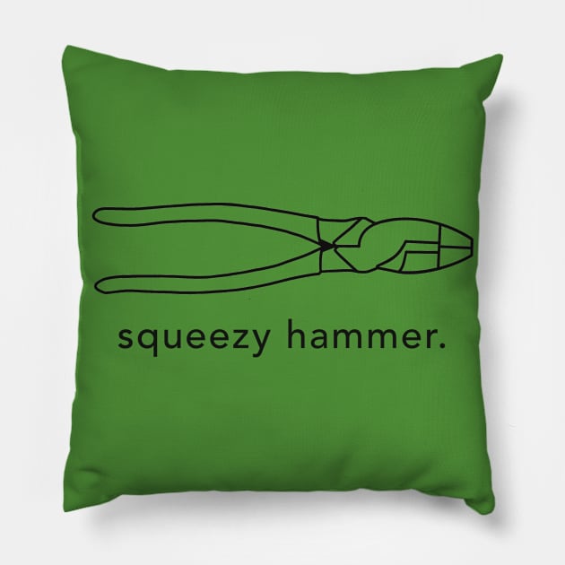 Funny Electrician Humor, Squeezy Hammer, Construction Humor Pillow by The Trades Store