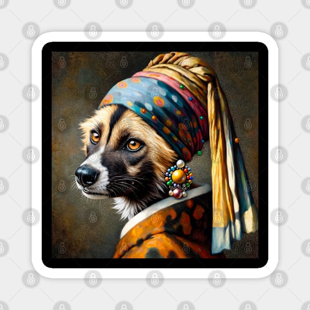 Wildlife Conservation - Pearl Earring African wild dog Meme Magnet by Edd Paint Something