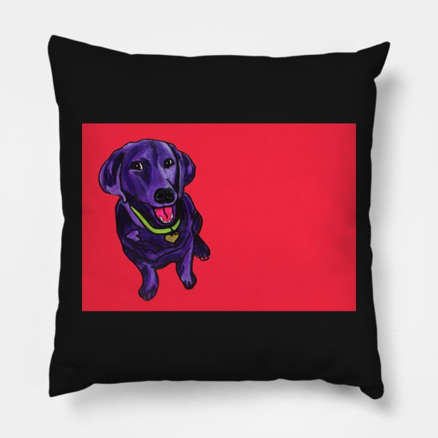 Black Lab over Red Pillow by AmandaAAnthony