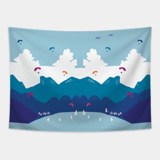 mountain view blue Tapestry