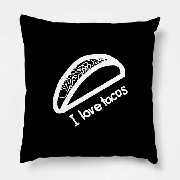 White Line I Love Tacos Pillow by ellenhenryart