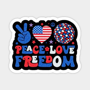 Peace Love Freedom Retro American Pride Festive July 4th Magnet