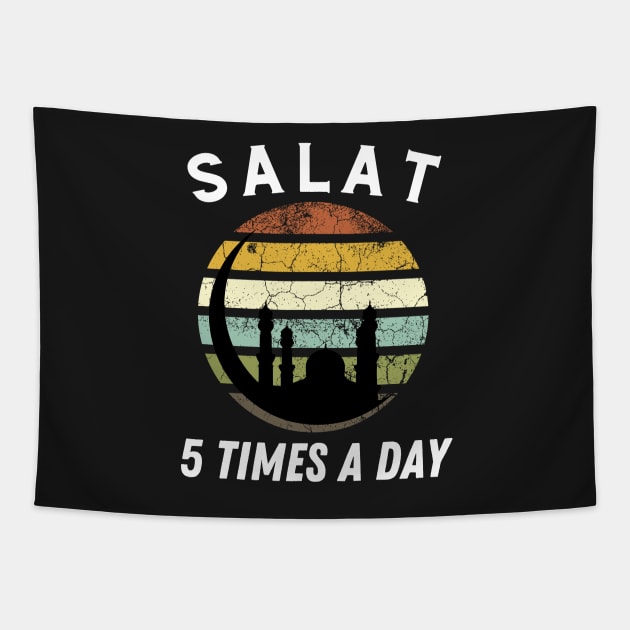 Salat 5 Times Day Muslim Prayer Design Ramadan Kareem Tapestry by WassilArt