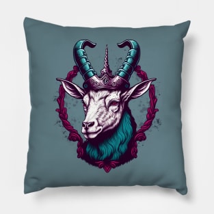 Goat King With Crown Pillow