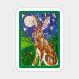 Hare among Tulips and a Gold Moon Magnet