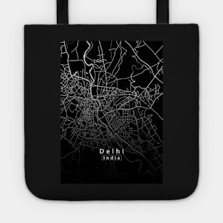 Delhi India City Map dark Tote