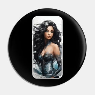 Beautiful Black Mermaid in Phone Pin