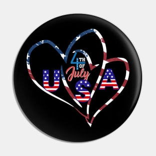 American Flag Hearts 4th of July Pin