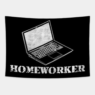 Vintage Grunge Homeworker Graphic Illustration Tapestry