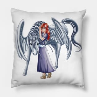 Anime girl with Pegasus 2 Pillow