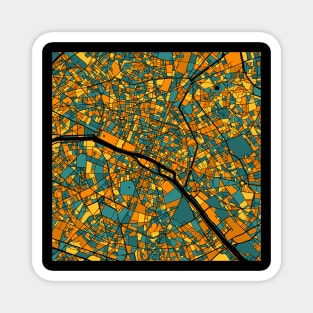 Paris Map Pattern in Orange & Teal Magnet
