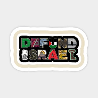 Defund Israel - Palestine Symbols - Black Sticker - Back Magnet