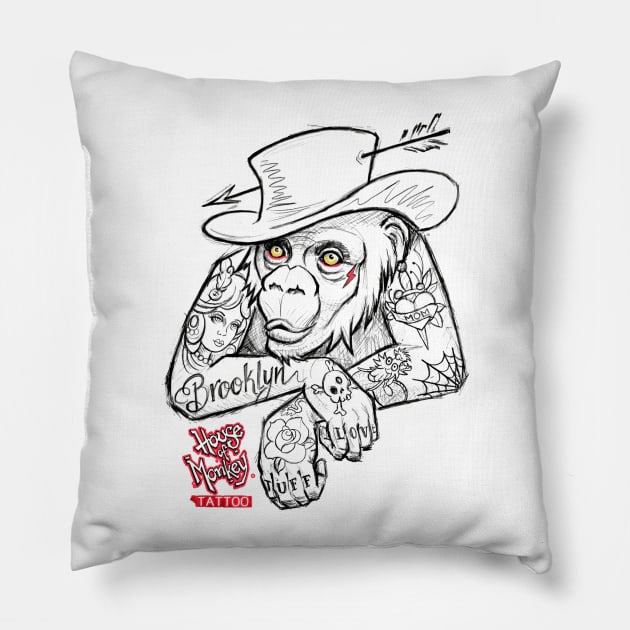 House of Monkey Tattooo Pillow by houseofmonkeytattoo