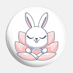 Cute bunny meditating on a lotus flower Pin