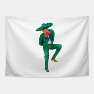 Green Charro Folklorico Dancer (Mexican Cowboy Horseman) Tapestry