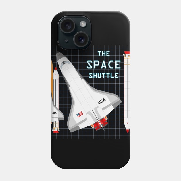 The Space Shuttle and the Blueprint Phone Case by SPAZE