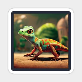 Brightly Coloured Lizard in the Desert Magnet