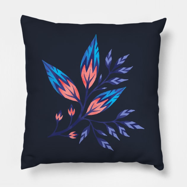 Frondescence - Ink / Coral Pillow by andreaalice