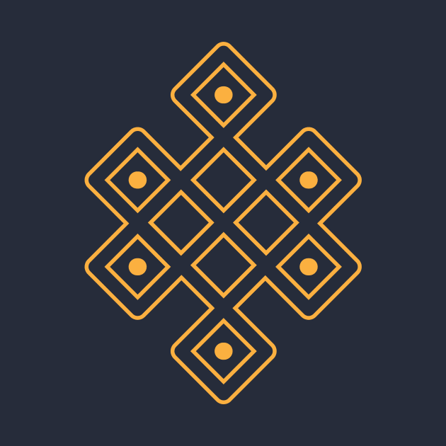 Tibetan Endless Knot - Gold by footloosefabric