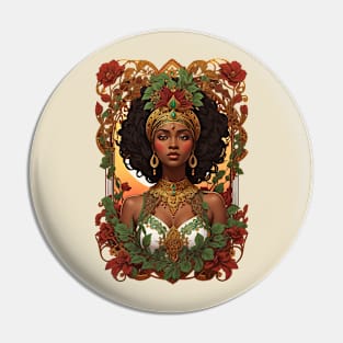 African Queen of Sheba retro vintage floral design Pin