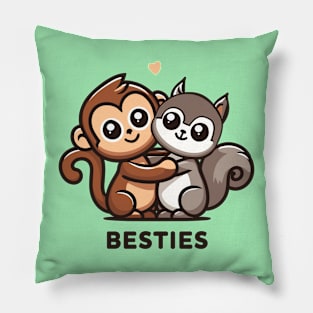 Monkey and Squirrel Besties Pillow