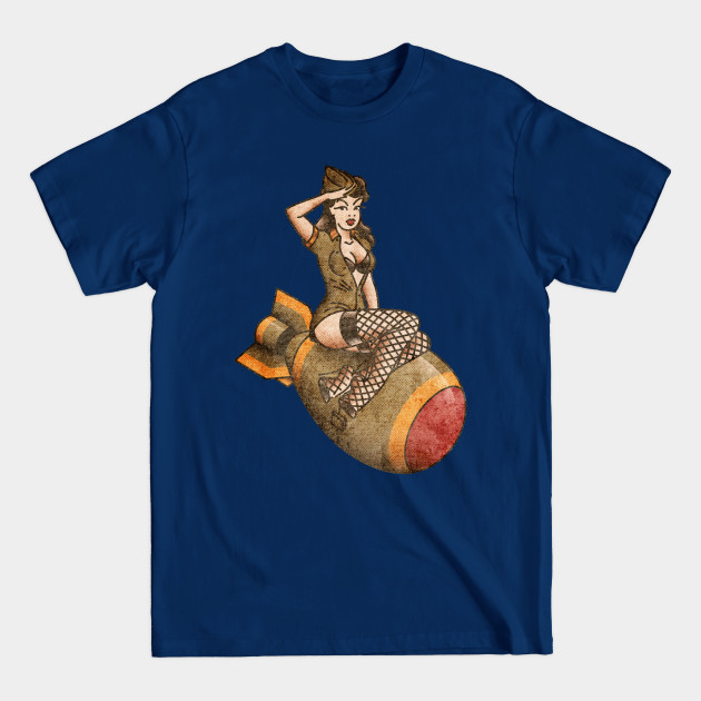 American Traditional Patriotic Atomic Bomb Belle Pin-up Girl Vintage Style - Tattoo - T-Shirt