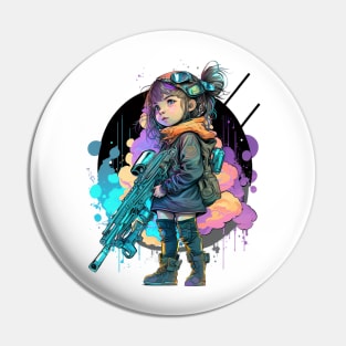 Little Girl with big Gun Pin