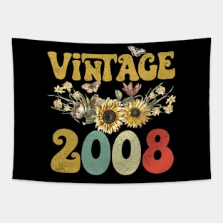 Vintage 2008 Sunflower Floral Retro Groovy 15th Birthday Tapestry