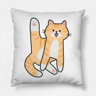 Orange and White Cat Licking Butt Pillow