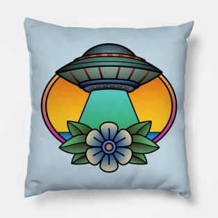 Tropical UFO tattoo Pillow