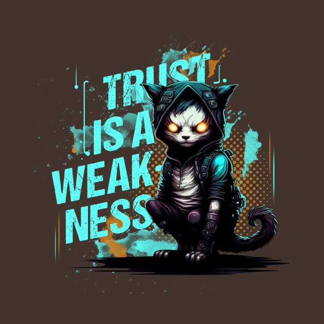 Cyberspace Cat Trust is a Weakness by Shaani