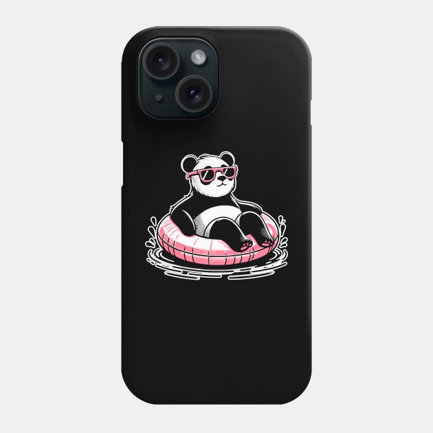 Pool Party Panda in Sunglasses on a Pink Float Funny Pool Panda Phone Case by KsuAnn