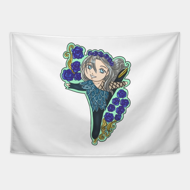 Yurii! on Ice - Viktor Flower Crown Tapestry by CintiaSand