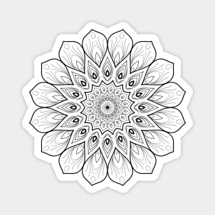 Intricate Pattern Mandala Black on White Magnet