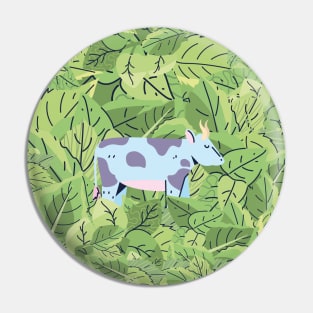 Cattle in Leaves Pin