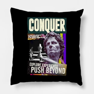 Conquer 3 Indigo . Stronger : Explore, Experience, Push Beyond Pillow