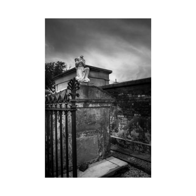 A Fence A Wall and A Headless Angel In Black and White by MountainTravel