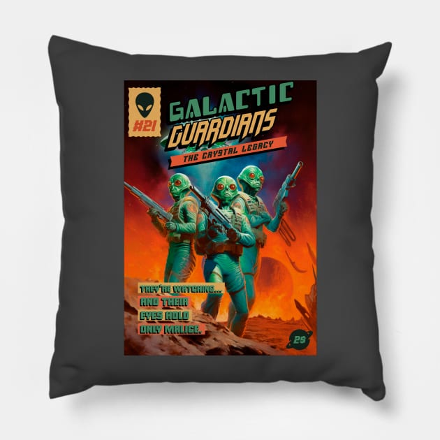 Vintage Sci Fi Alien Comic Book Pillow by Tip Top Tee's