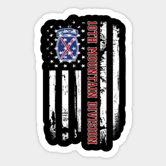 10th Mountain Division Army American Veteran Flag sticker decal
