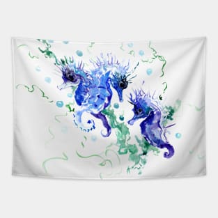 Blue Seahorses Tapestry