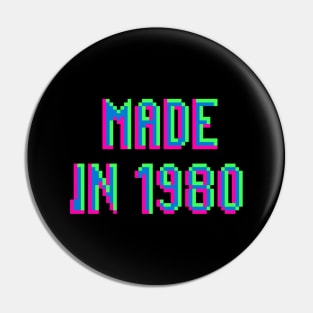 Made in 1980 Retro Pixel Neon Arcade Pin